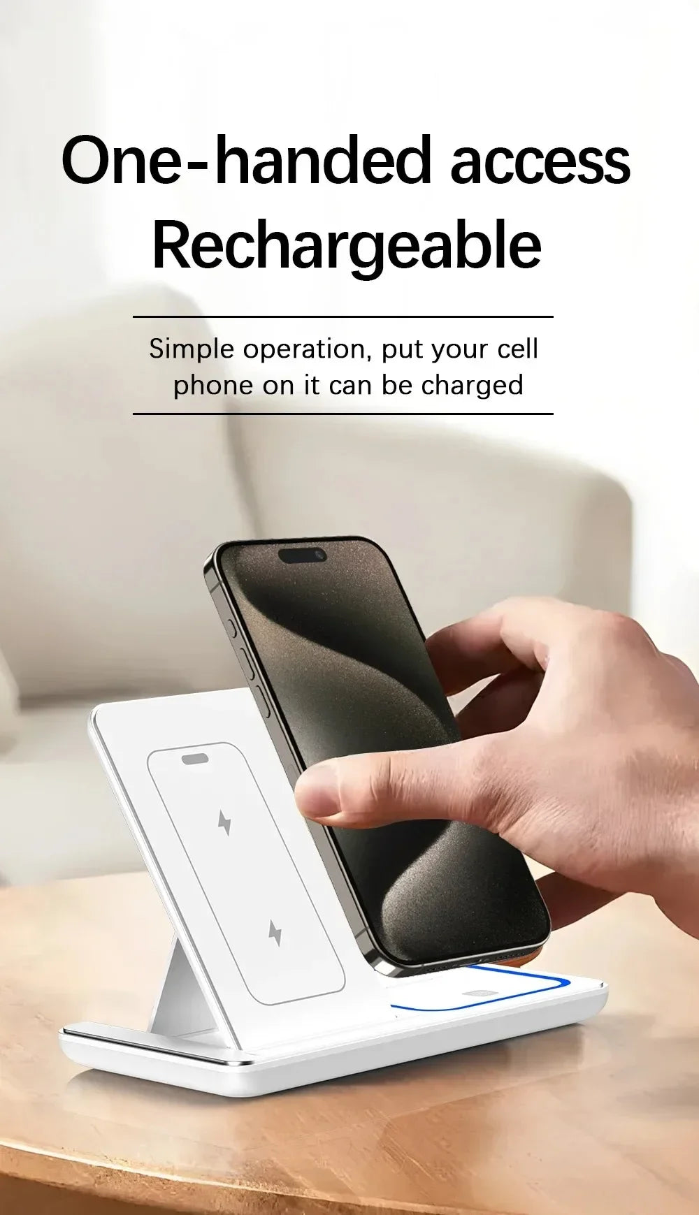 3 in 1 Wireless Charger Stand 30W LED Foldable Wireless Charger For iPhone 16 15 Pro Max iWatch 8 7 Airpods Charge Dock Station