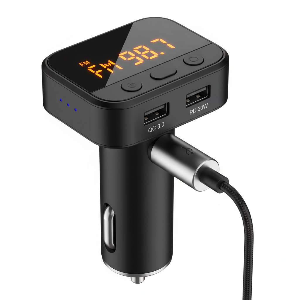 Bluetooth FM Transmitter for Car with Fast Charging & Hands-Free Calling